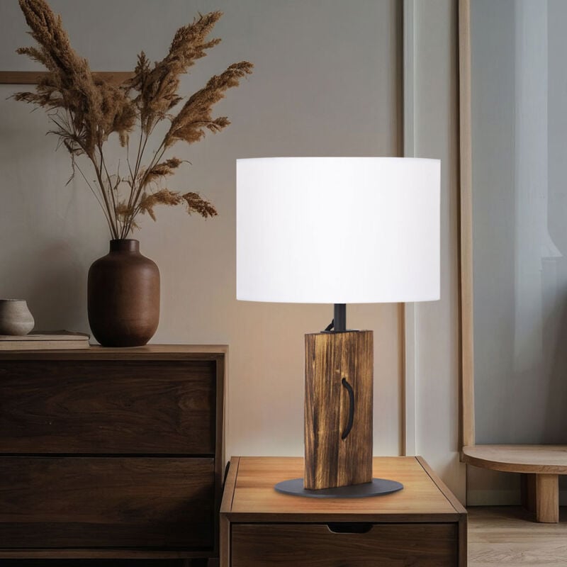 foto del prodotto lampada da tavolo led lampada da tavolo lampada da lettura lampada da camera da letto, paralume in legno di pino bianco casa di campagna, 9w 810lm
