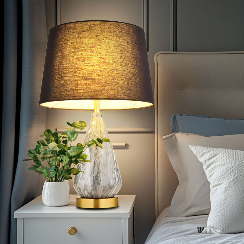 foto del prodotto lampada da tavolo led lampada da tavolo lampada laterale lampada da soggiorno lampada di design paralume in tessuto, metallo color ottone nero, 9w
