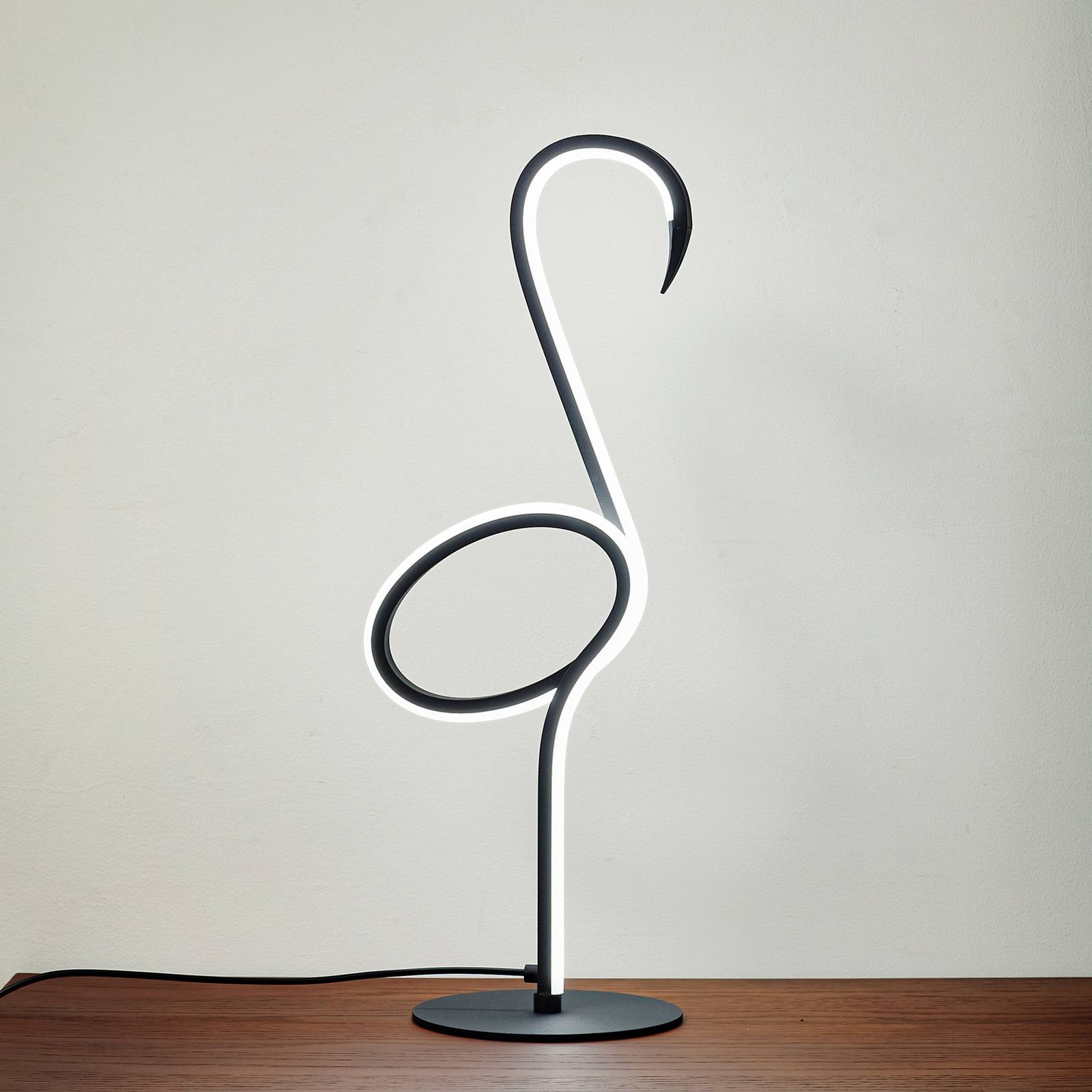 foto del prodotto lampada da tavolo led lindby pajaro, 49 cm, nero, alluminio, fenicottero