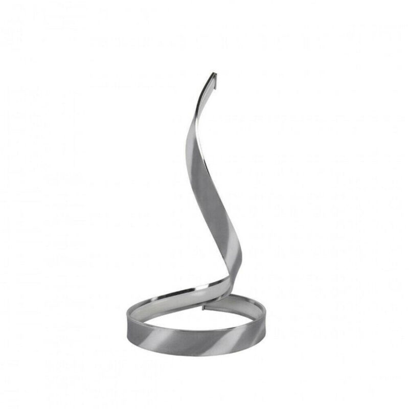 foto del prodotto lampada da tavolo led moderna a spirale curva 12w luce comodino argento abatjour bianco caldo trade shop traesio
