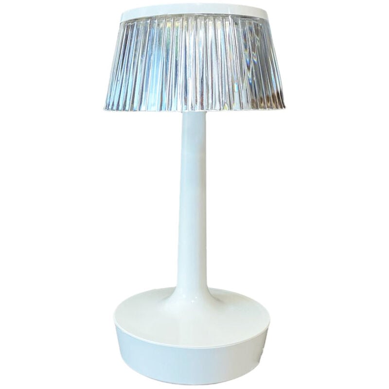 foto del prodotto lampada da tavolo led rbg senza fili ricaricabile touch effetto cristallo bianca
