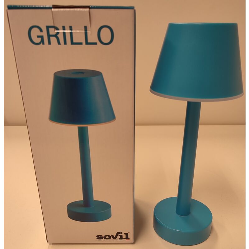 foto del prodotto lampada da tavolo led ricaricabile sovil grillo 3w 3000k azzurro - 97901 07