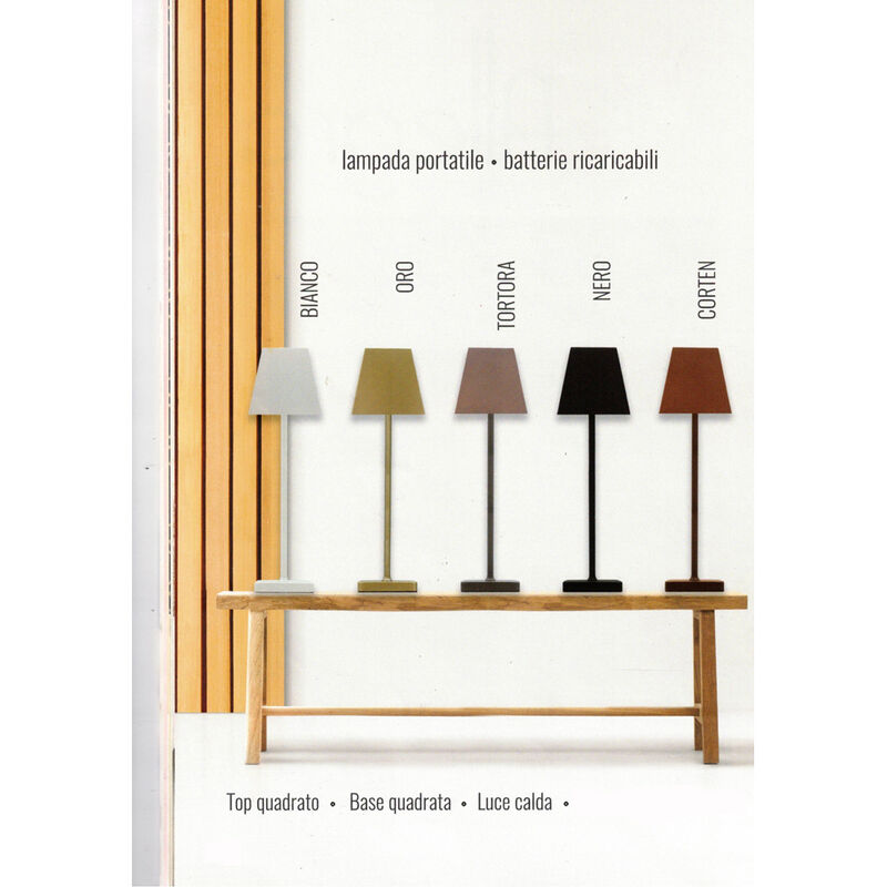 foto del prodotto lampada da tavolo led ricaricabile touch dimmerabile bar ristorante quadra prequ, corten 