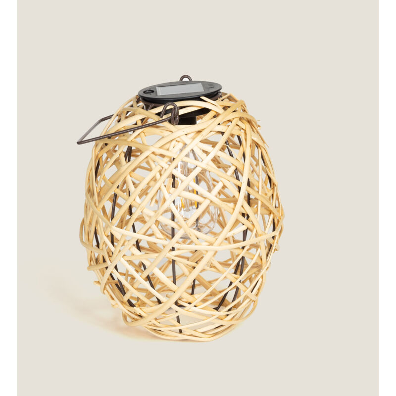 foto del prodotto lampada da tavolo led solare per esterno in rattan baihar naturale