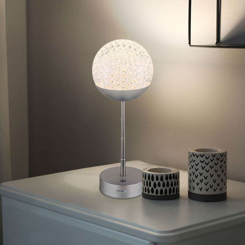 foto del prodotto lampada da tavolo led touch dimmer lampada da comodino lampada da tavolo in cristallo regolabile in altezza, acciaio inox plastica argento, 1w 50lm