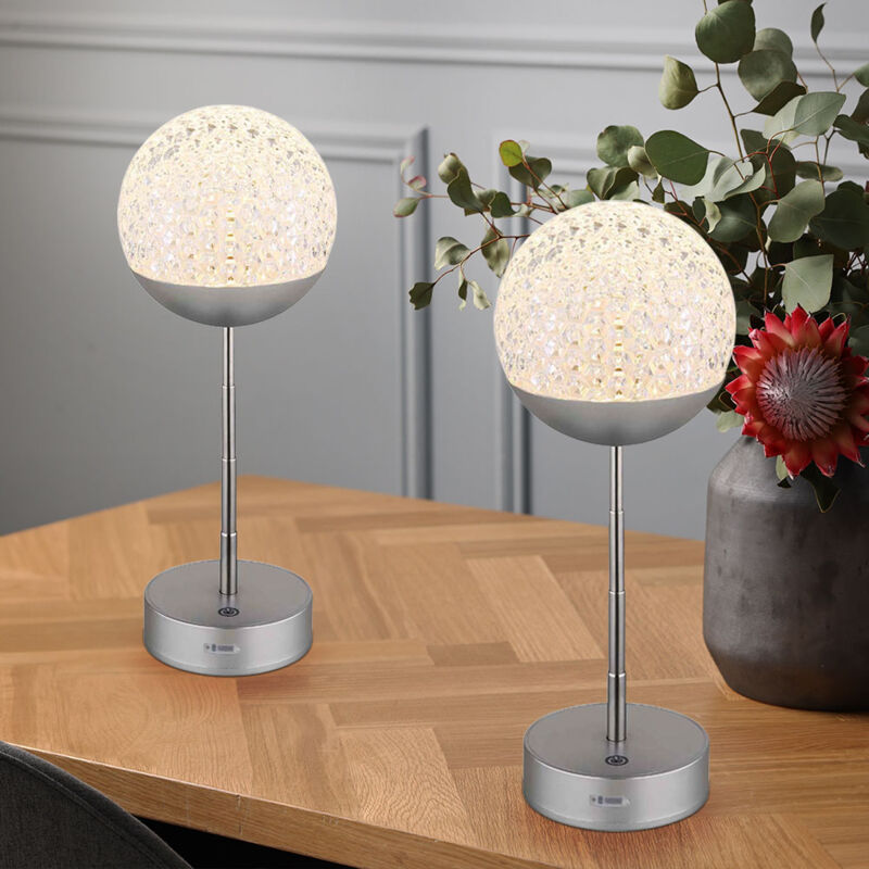 foto del prodotto lampada da tavolo led touch dimmer lampada da comodino lampada da tavolo in cristallo regolabile in altezza, acciaio inox plastica argento, 1w 50lm