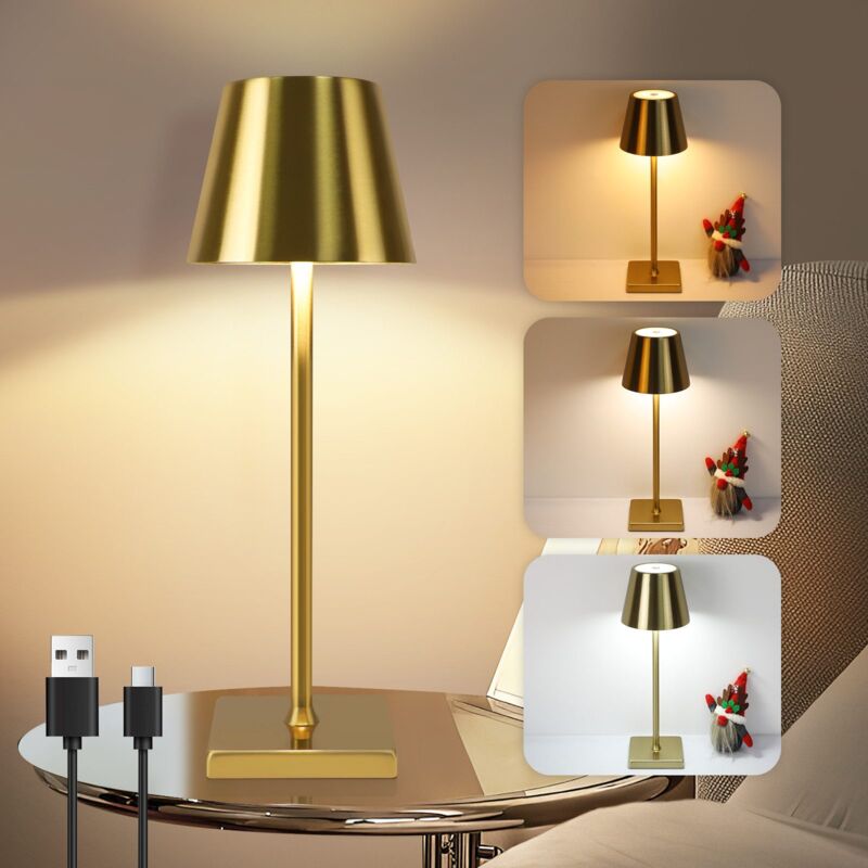 foto del prodotto lampada da tavolo led wireless a batteria lampada da comodino usb touch con intensit variabile 3 temperature di colore lampade da tavolo vintage