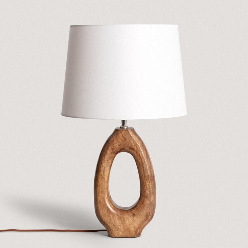 foto del prodotto lampada da tavolo legno darshan iluzzia bianco antico