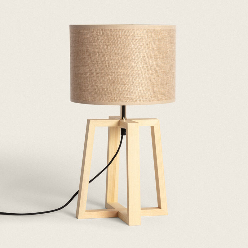 foto del prodotto lampada da tavolo legno korsade cammello