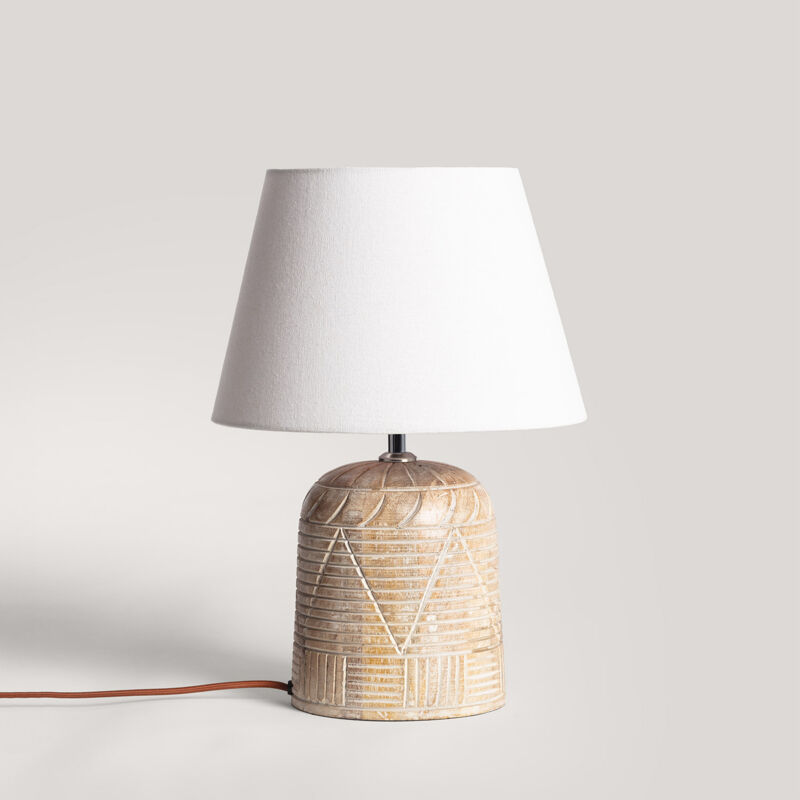 foto del prodotto lampada da tavolo legno koson iluzzia bianco