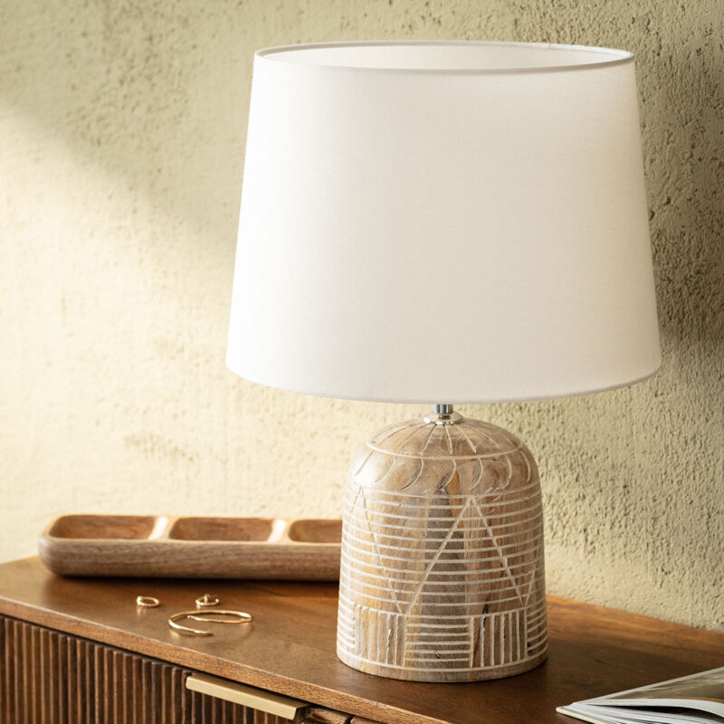 foto del prodotto lampada da tavolo legno koson iluzzia bianco vecchio