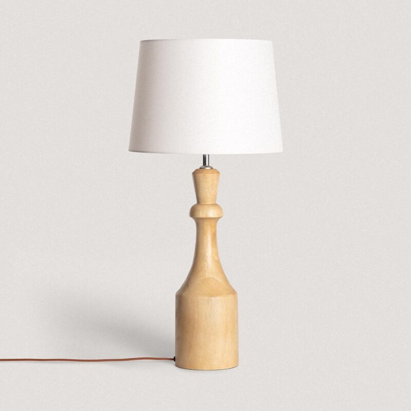 foto del prodotto lampada da tavolo legno marala iluzzia bianco vecchio