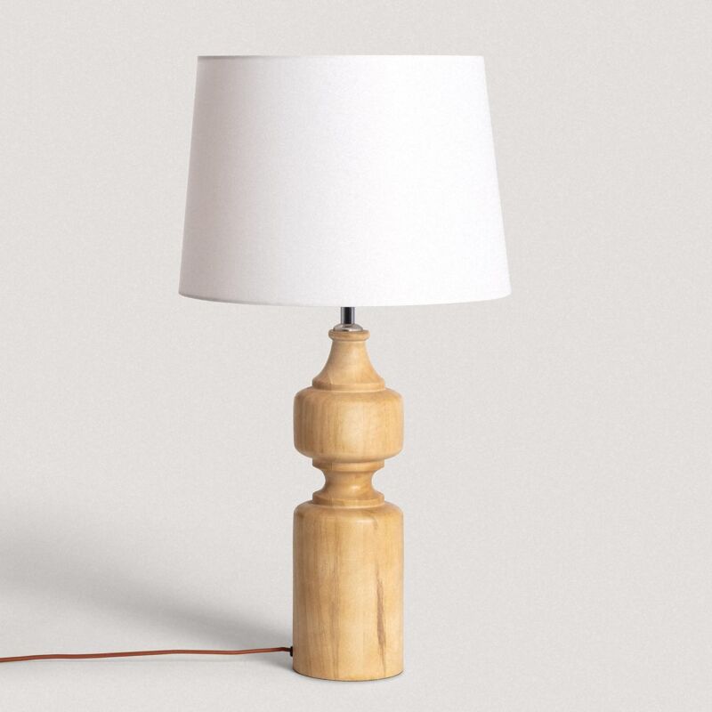 foto del prodotto lampada da tavolo legno sansa iluzzia bianco vecchio