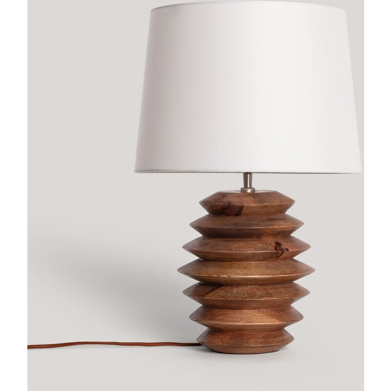foto del prodotto lampada da tavolo legno vihaan iluzzia bianco
