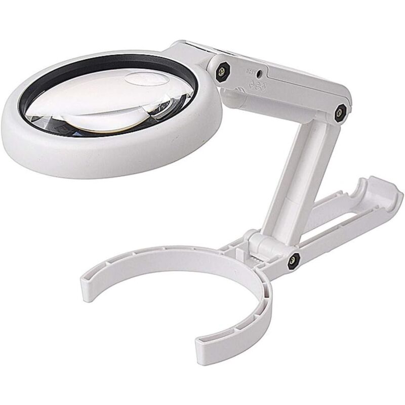 foto del prodotto lampada da tavolo lente d ingrandimento pieghevole 5x 11x usb 8 luci led lettura hobby gioielli artigianato banco da lavoro uc08