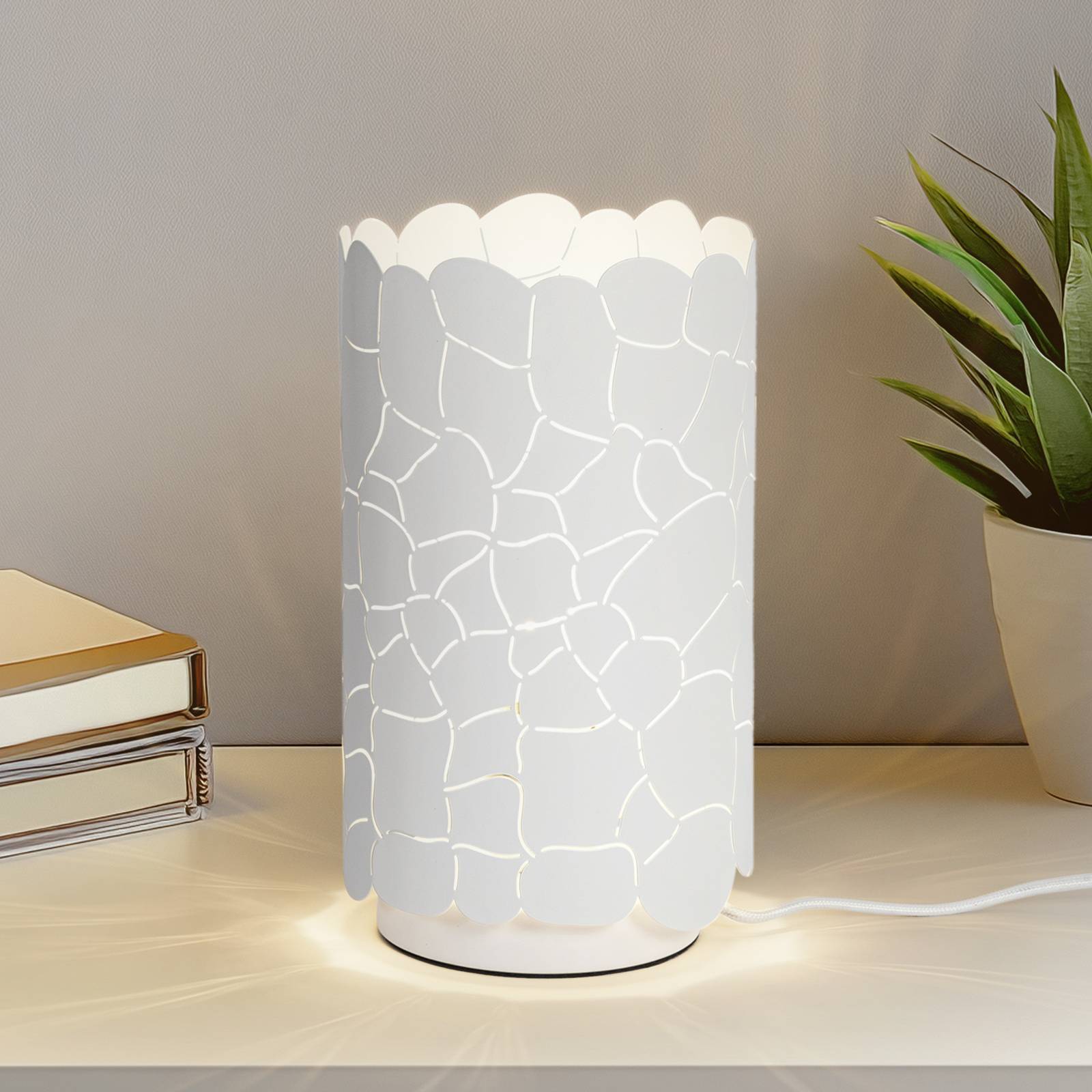 foto del prodotto lampada da tavolo lindby aralena, bianco, metallo, altezza 26,5 cm