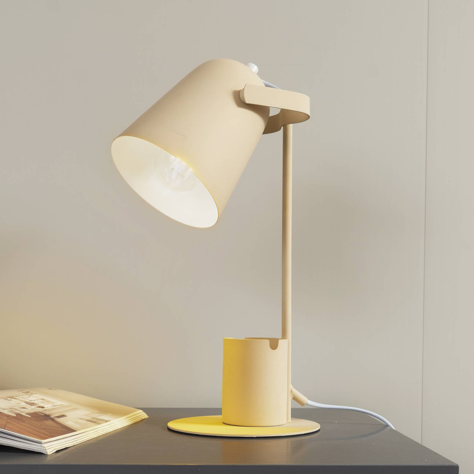foto del prodotto lampada da tavolo lindby ilmar, beige bianco, metallo, 12 cm
