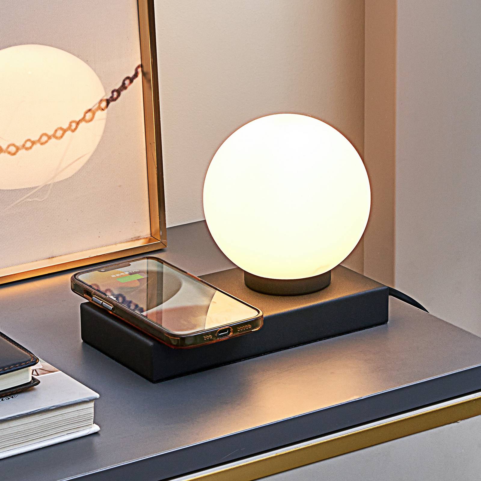 foto del prodotto lampada da tavolo lindby junis, nera, funzione di ricarica