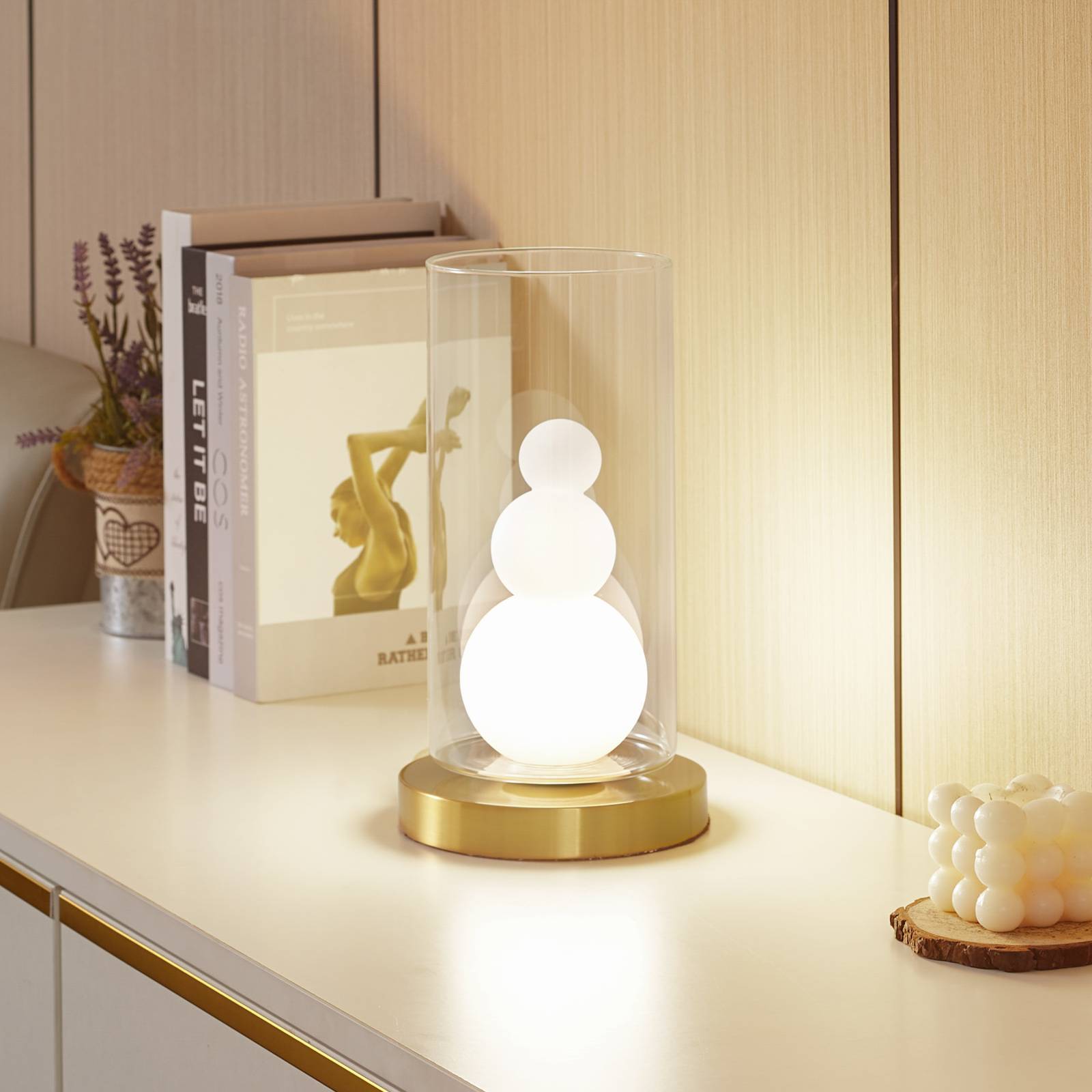 foto del prodotto lampada da tavolo lindby kupla, opale chiaro, vetro, 20 cm, g9