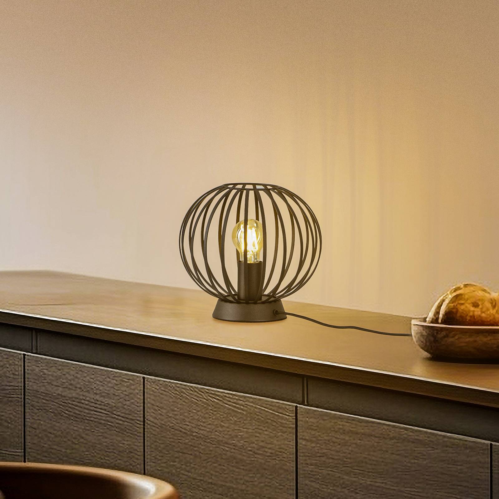 foto del prodotto lampada da tavolo lindby maivi, nero, 25 cm, ferro, gabbia