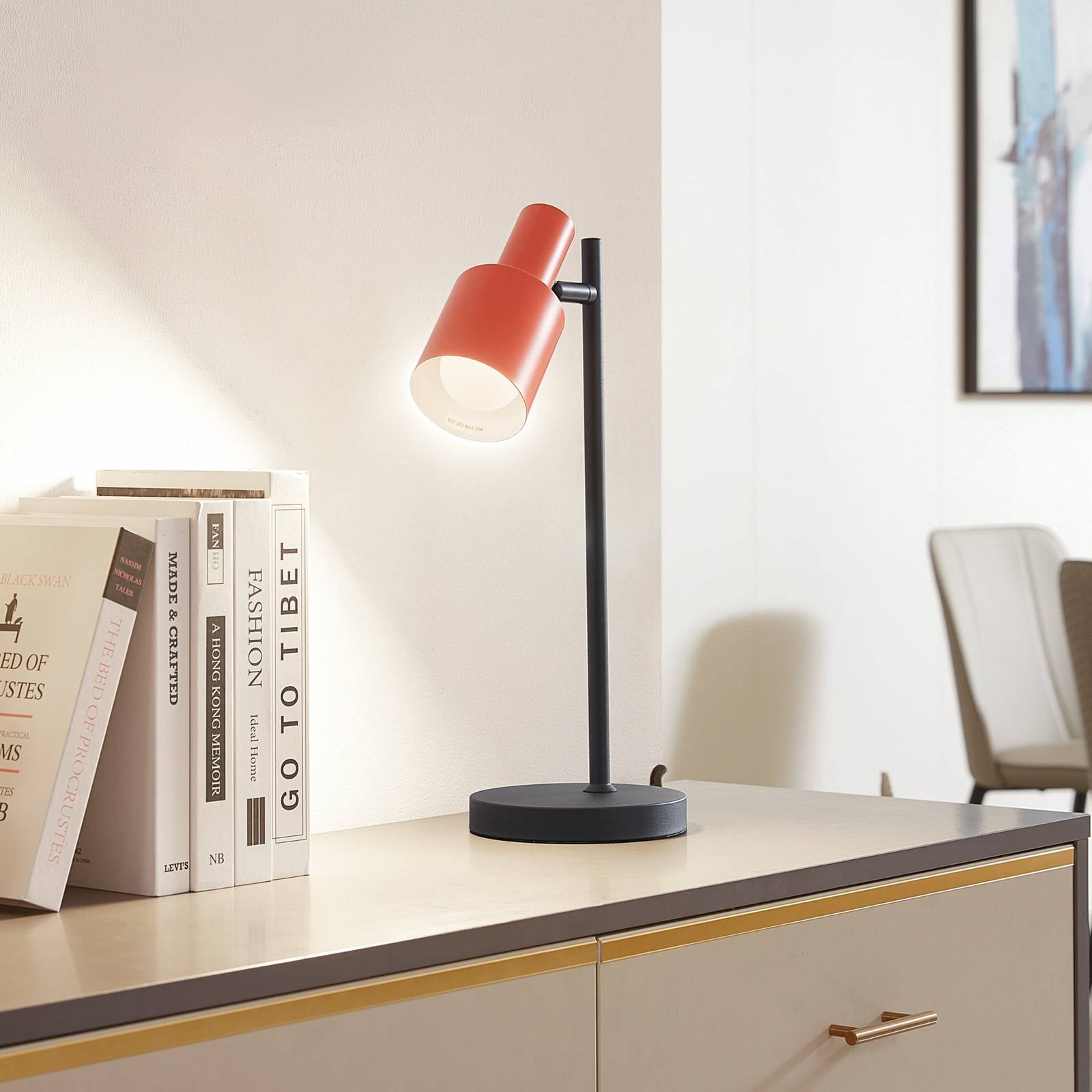 foto del prodotto lampada da tavolo lindby ovelia, arancione nero, metallo, e27