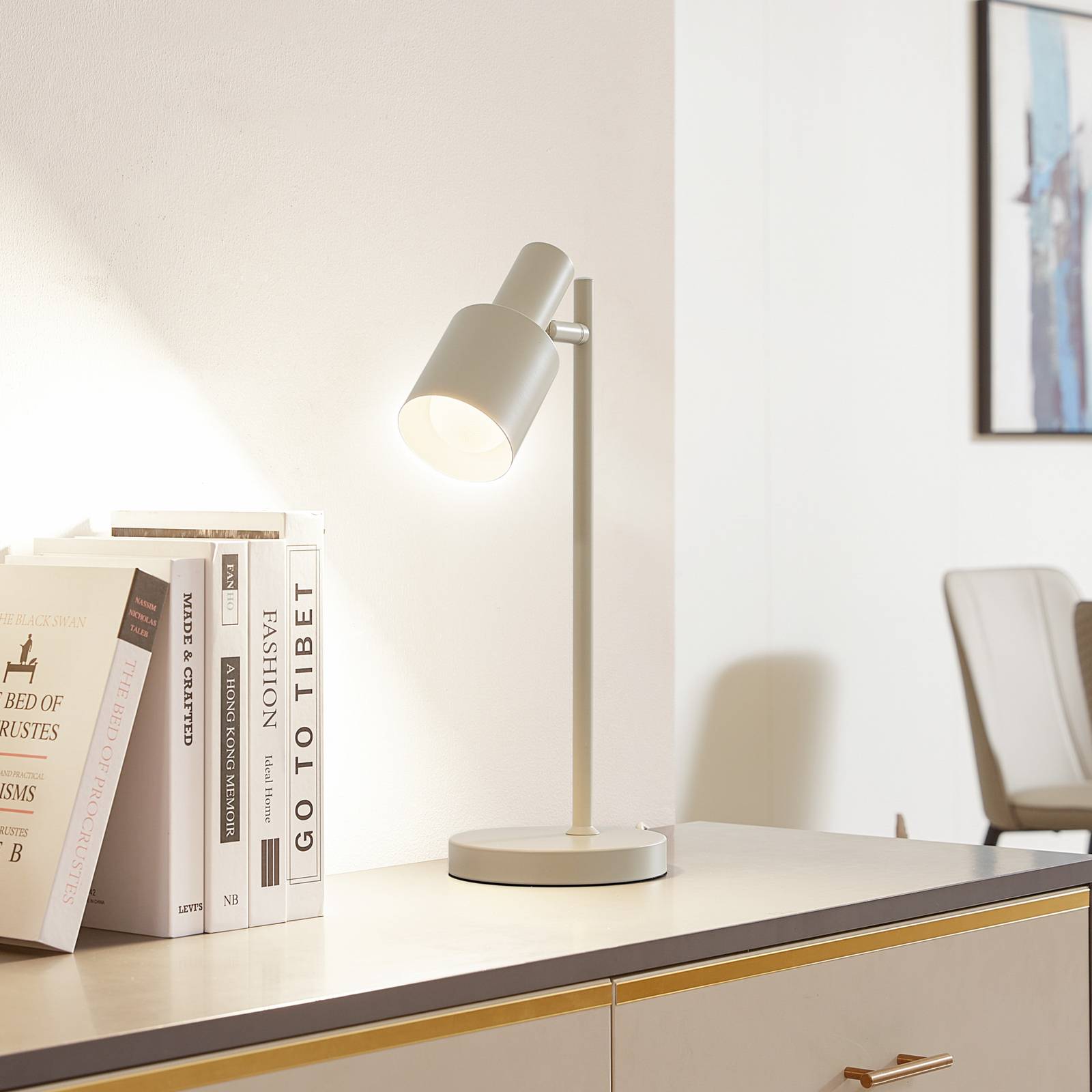 foto del prodotto lampada da tavolo lindby ovelia, beige, metallo, e27