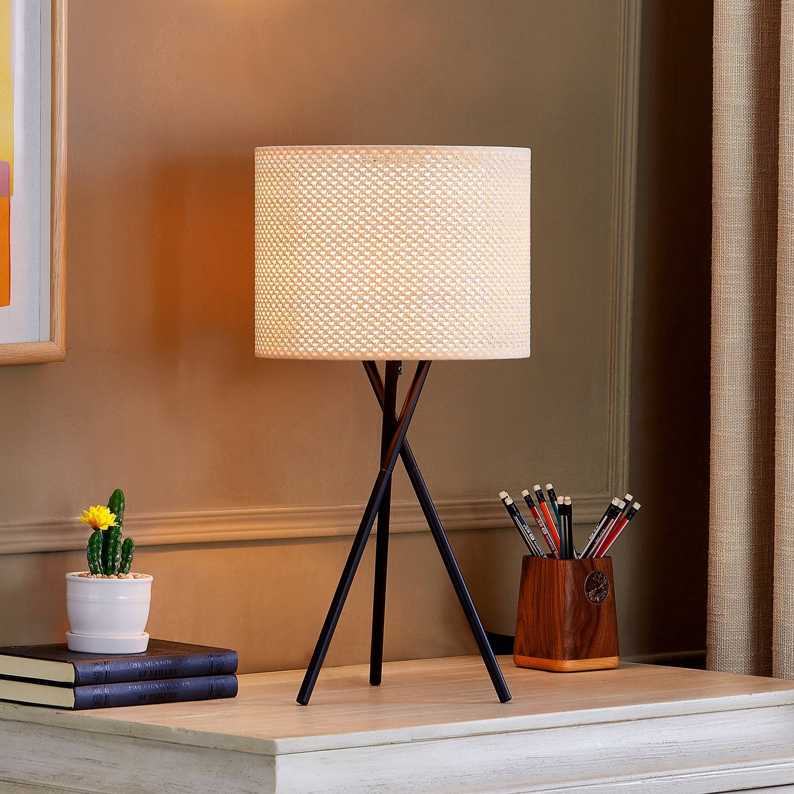 foto del prodotto lampada da tavolo lindby soula, 26 cm, beige, plastica, e27