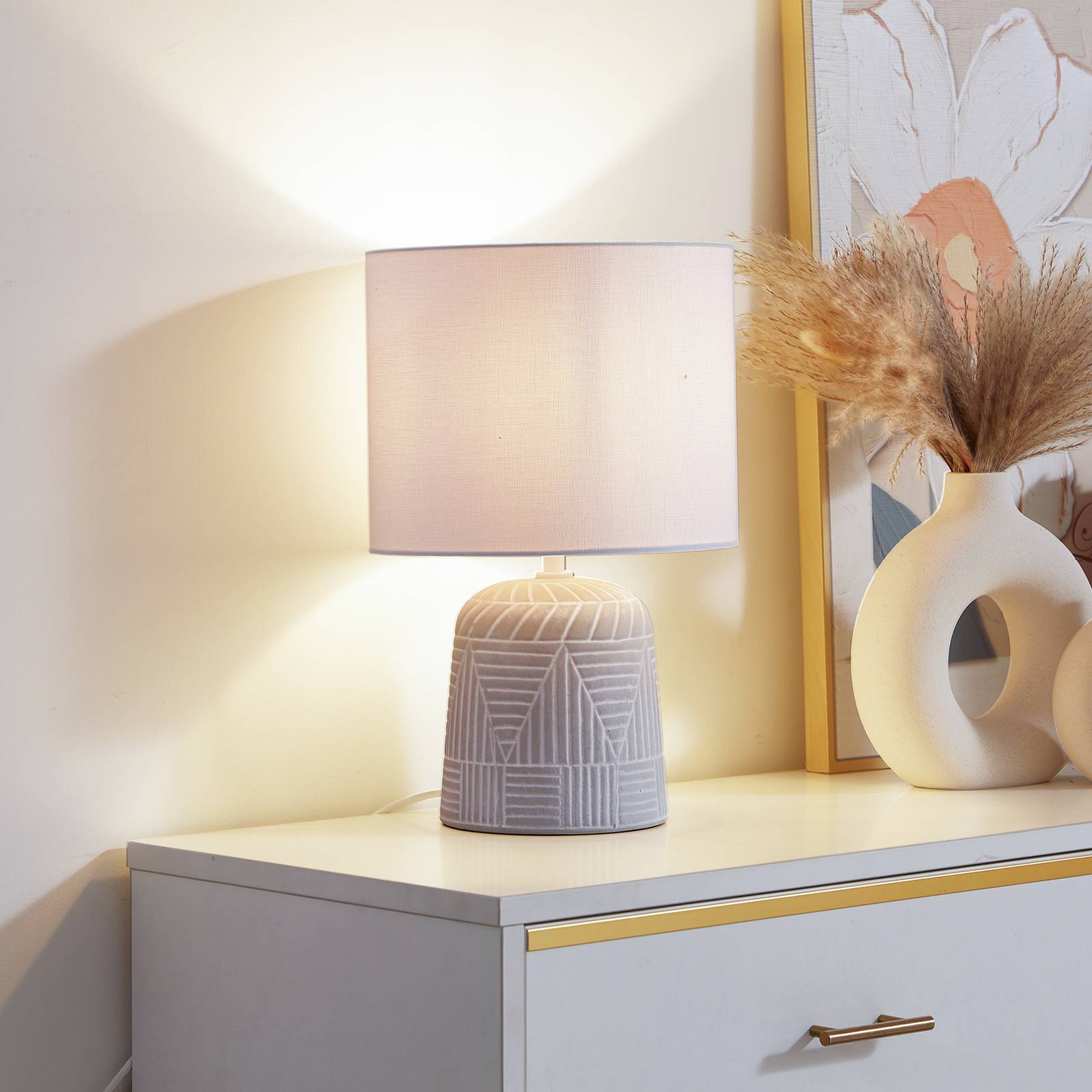 foto del prodotto lampada da tavolo lindby thalassia, bianco, 26 cm, ceramica