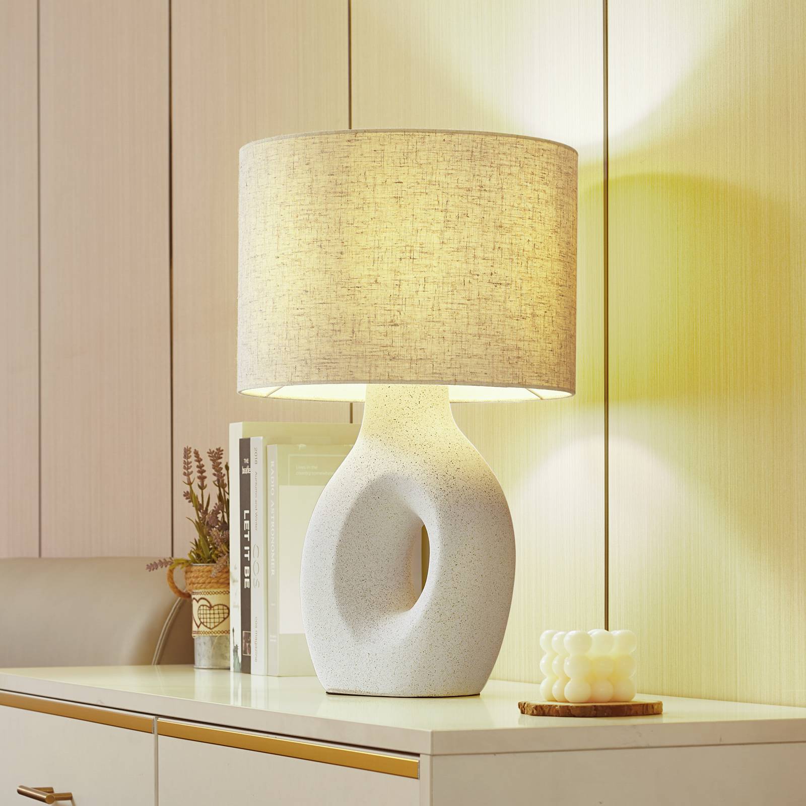 foto del prodotto lampada da tavolo lindby thalassia, bianco, 30 cm, ceramica