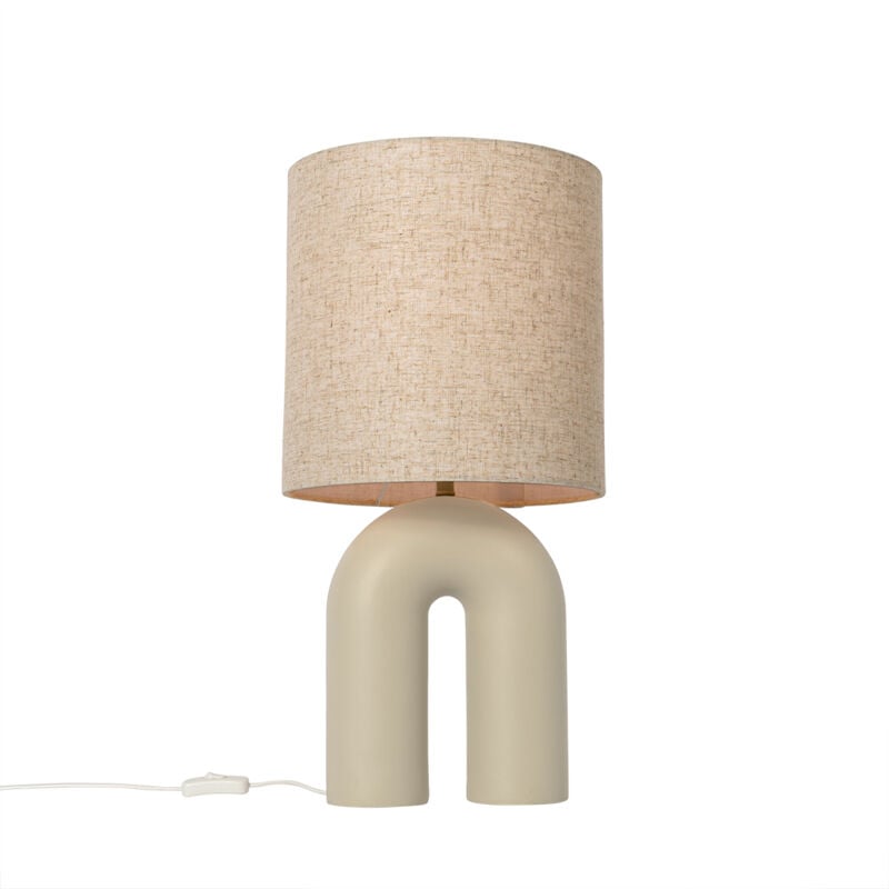 foto del prodotto lampada da tavolo lotti design plastico,tessuto beige organico max. 1 x watt qazqa