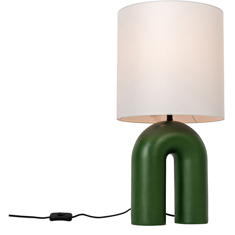 foto del prodotto lampada da tavolo lotti design plastico,tessuto verde bianco organico max. 1 x watt qazqa