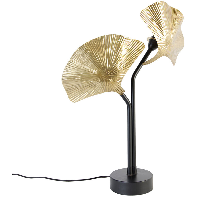 foto del prodotto lampada da tavolo louka orientale acciaio nero ottone organico max. 2 x watt qazqa