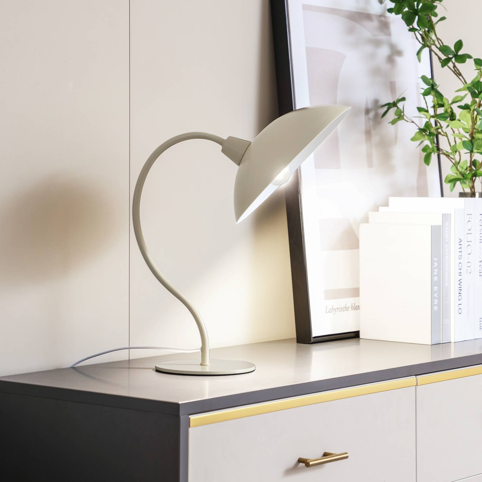 foto del prodotto lampada da tavolo lucande arvadon, beige, metallo, altezza 42,75 cm