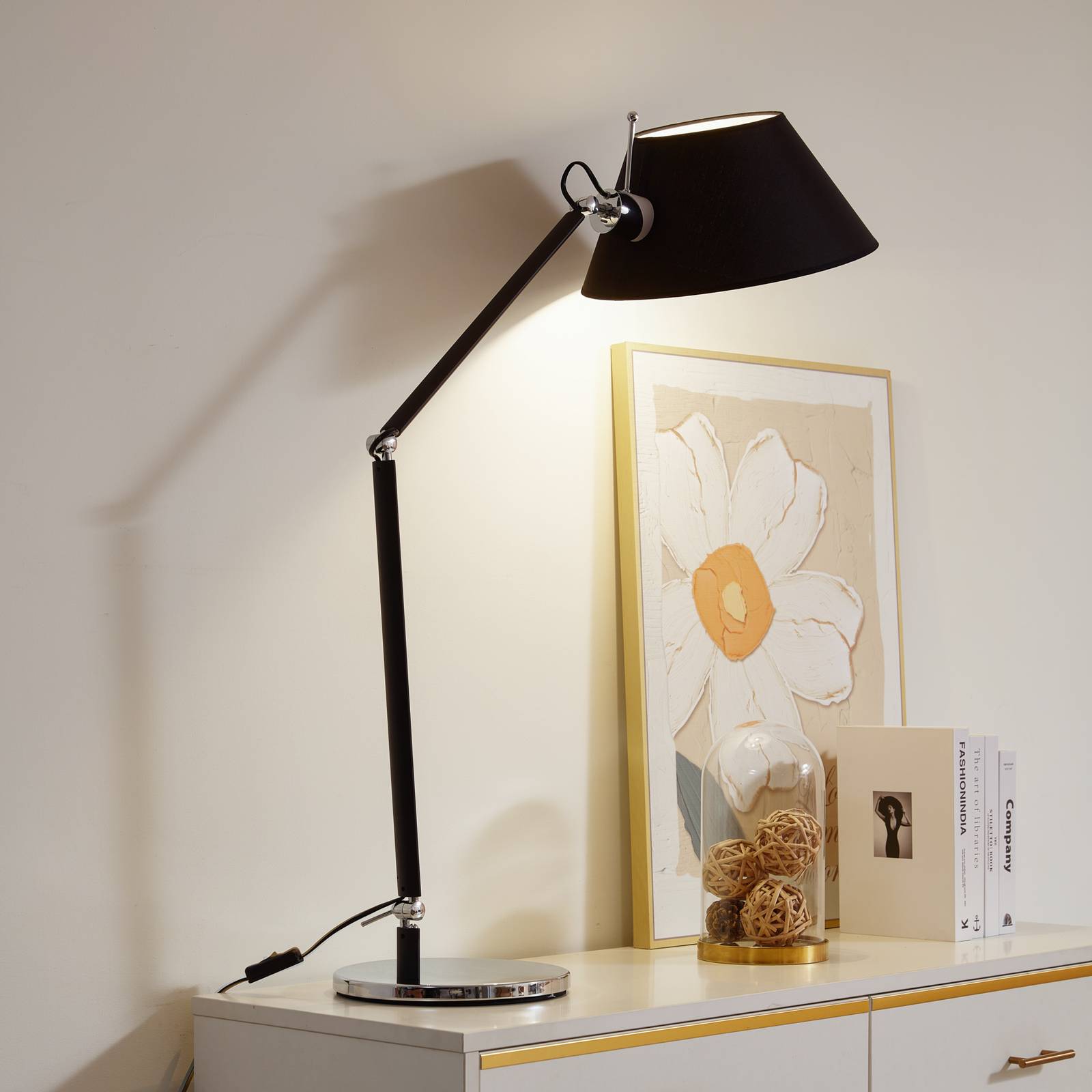 foto del prodotto lampada da tavolo lucande dansari, nero, metallo, regolabile