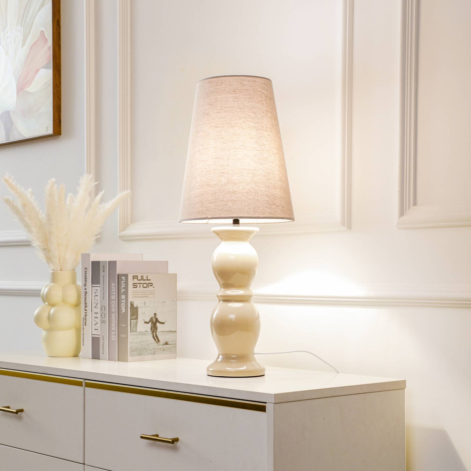 foto del prodotto lampada da tavolo lucande, lyndorin, beige, ceramica