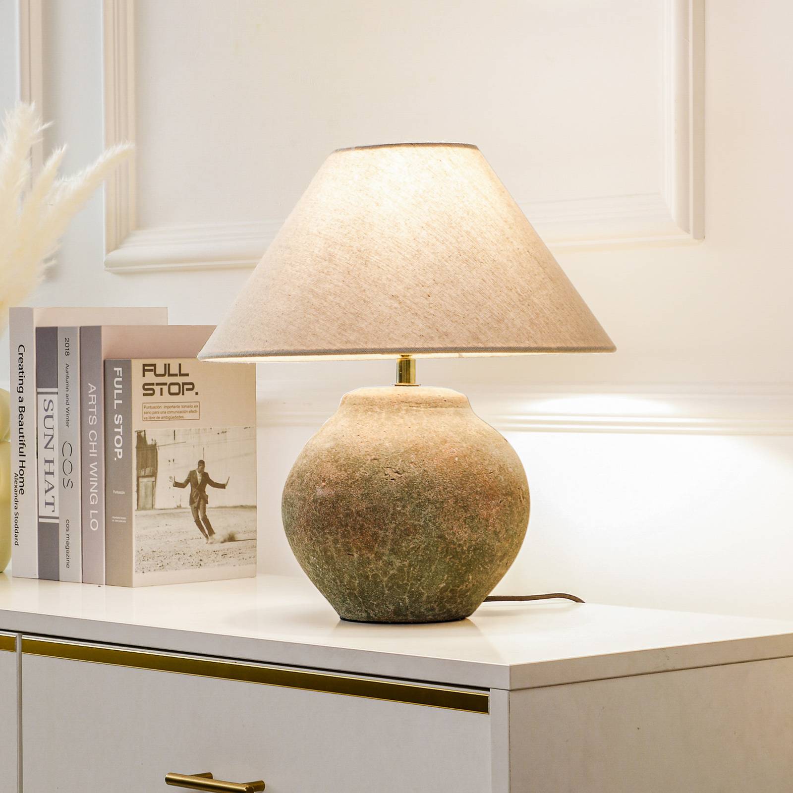 foto del prodotto lampada da tavolo lucande thalorin, altezza 39 cm, marrone, ceramica