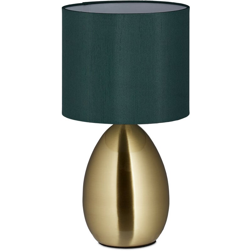 foto del prodotto lampada da tavolo, luce con funzione touch regolabile, moderna, 3 livelli, e14, hxd 33,5 x 18 cm, ottone relaxdays