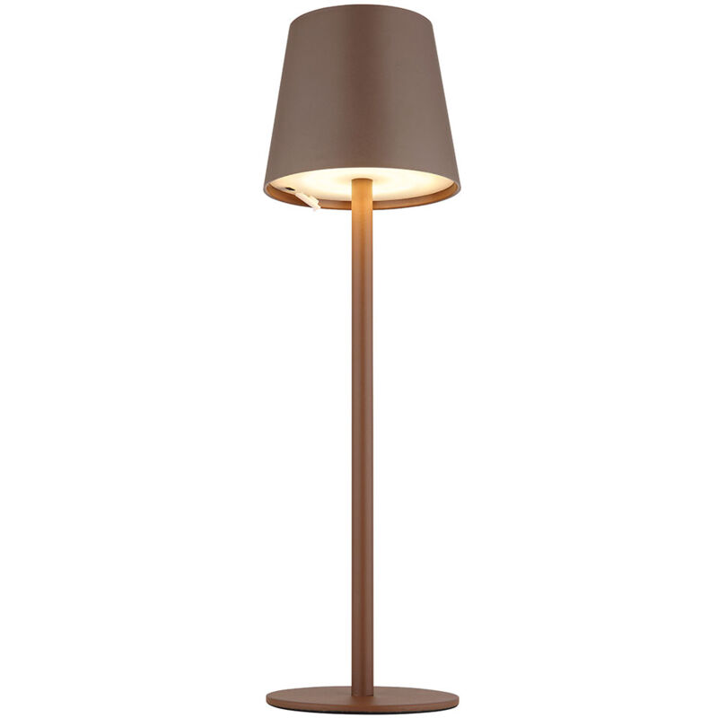 foto del prodotto lampada da tavolo luce esterna lampada da tavolo led dimmerabile batteria usb luce da giardino, metallo plastica marrone opale, 3w 130lm bianco