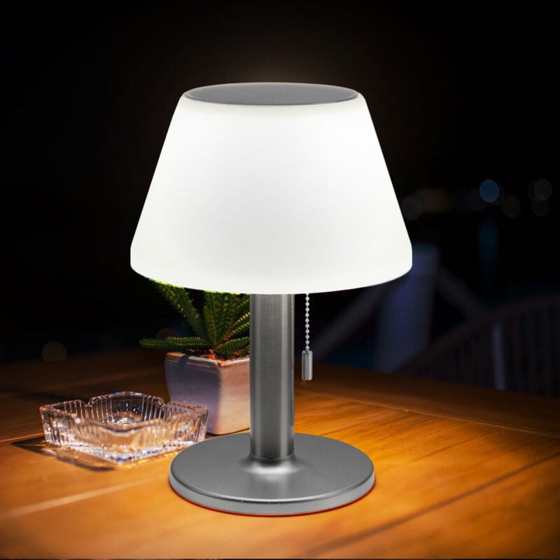foto del prodotto lampada da tavolo luce solare lampada da esterno lampada da patio lampada da tavolo balcone, ip44 batteria interruttore a strappo metallo bianco, 10x