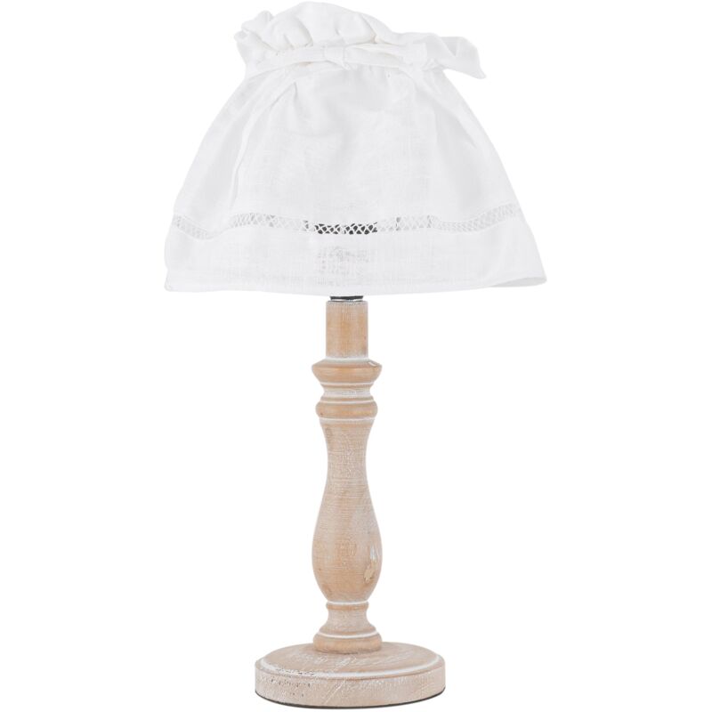 foto del prodotto lampada da tavolo lullaby in legno con paralume in cotone 