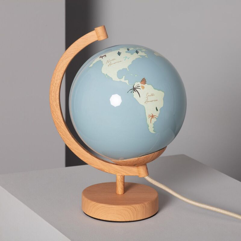 foto del prodotto lampada da tavolo mappamondo marrone chiaro