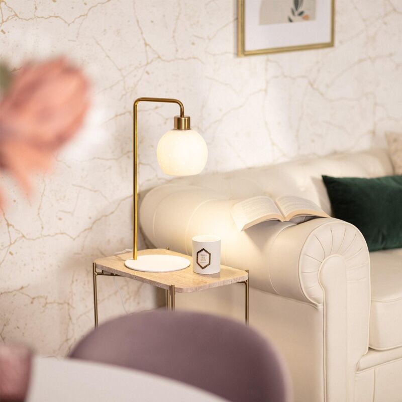 foto del prodotto lampada da tavolo metallo e ceramica juncadella bianco