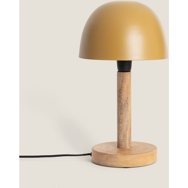 foto del prodotto lampada da tavolo metallo e legno mallavi giallo