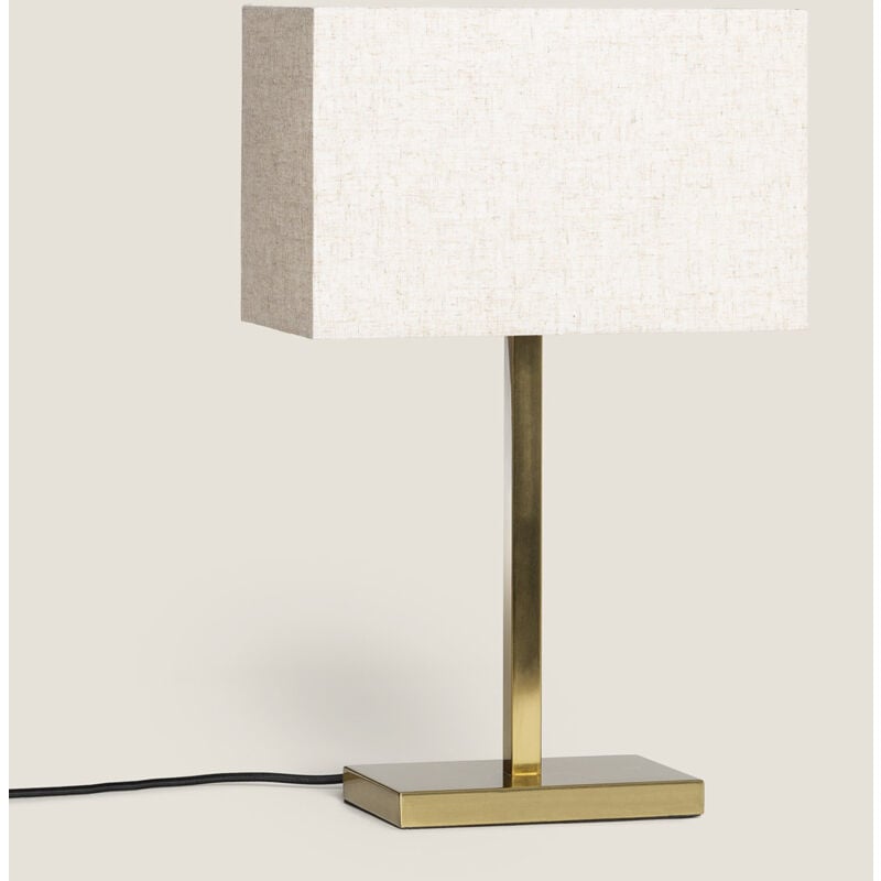 foto del prodotto lampada da tavolo metallo e stoffa con porta usb e interruttore touch katie oro