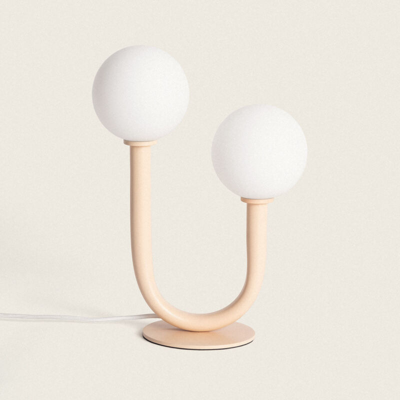 foto del prodotto lampada da tavolo metallo e vetro zeina beige