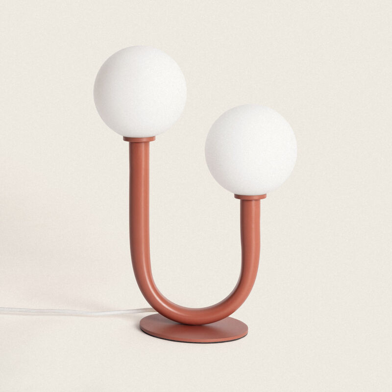 foto del prodotto lampada da tavolo metallo e vetro zeina terracotta