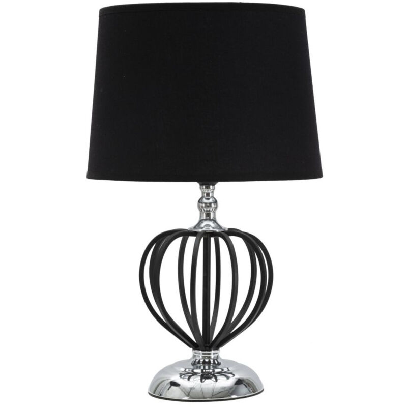 foto del prodotto lampada da tavolo mf136, metallo, pvc, tessuto, nero, argento, 28x28x44,5 cm