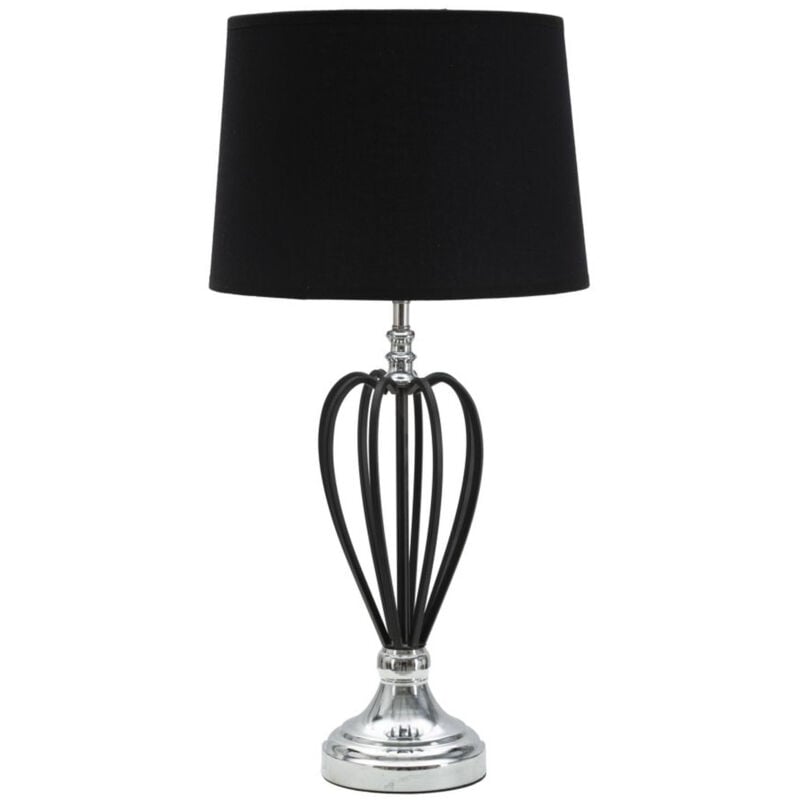 foto del prodotto lampada da tavolo mf137, metallo, pvc, tessuto, nero, argento, 28x28x56 cm