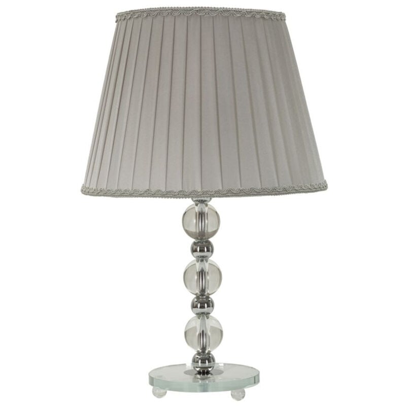 foto del prodotto lampada da tavolo mf156, metallo, vetro, tessuto, argento, 30x30x48 cm
