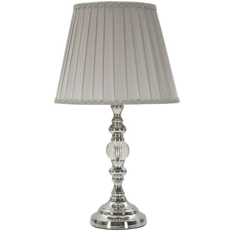 foto del prodotto lampada da tavolo mf157, metallo, vetro, tessuto, argento, 25x25x46 cm